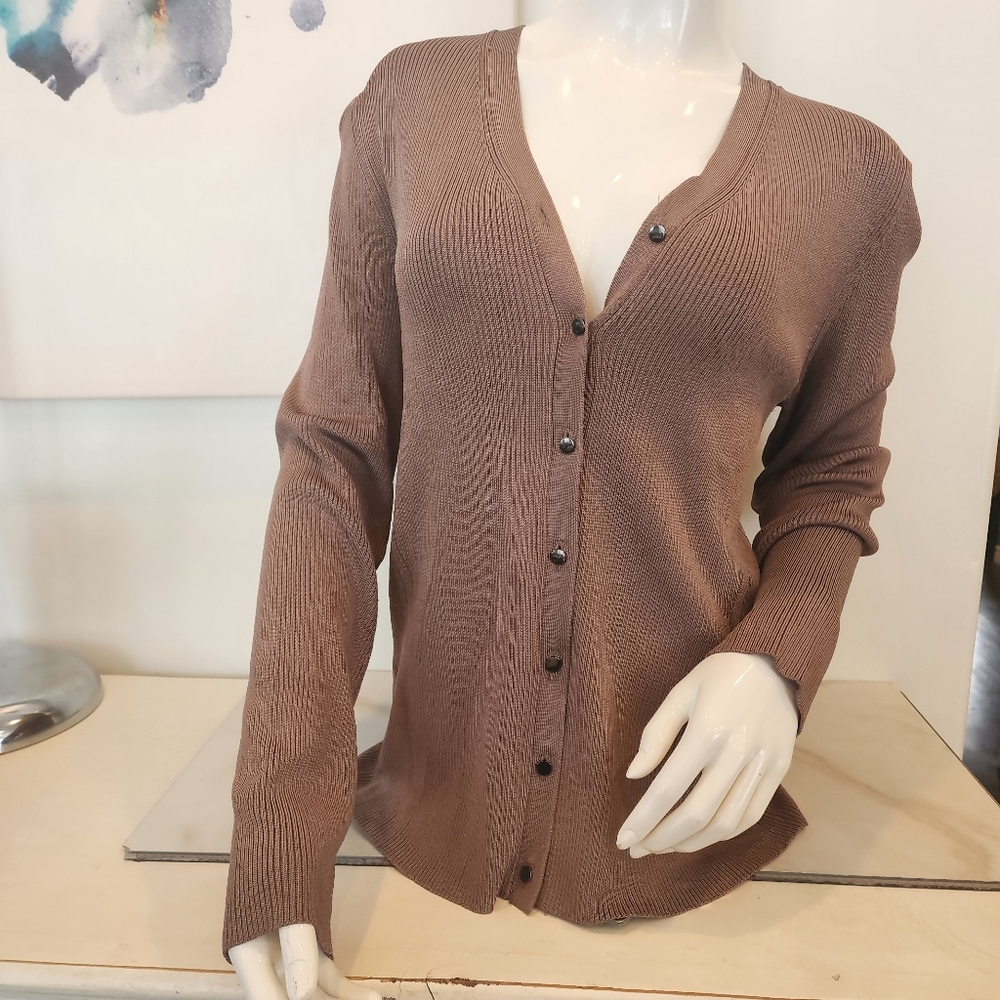 ANN TAYLOR NWTO,  BEAUTIFUL BROWNISH/ DARK TAUPE DRESSY CARDIGAN SIZE XL
